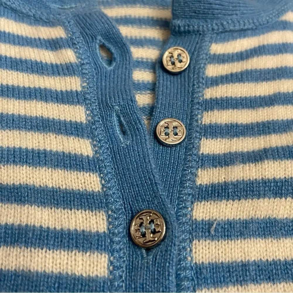 Tory Burch 100% Cashmere Striped Cardigan Sweater 51303